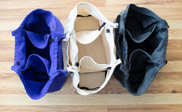 Left to right: Santa Cruz purple, Natural, and Talus grey.